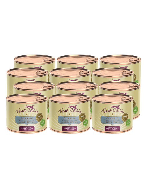 Classic | Pferd mit Amaranth, Pfirsich und Roter Bete 12 x 200 g