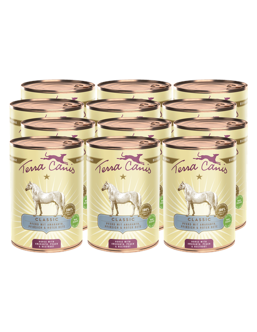 Classic | Pferd mit Amaranth, Pfirsich und Roter Bete 12 x 400 g
