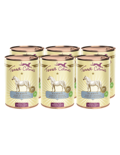 Classic | Pferd mit Amaranth, Pfirsich und Roter Bete 6 x 400 g