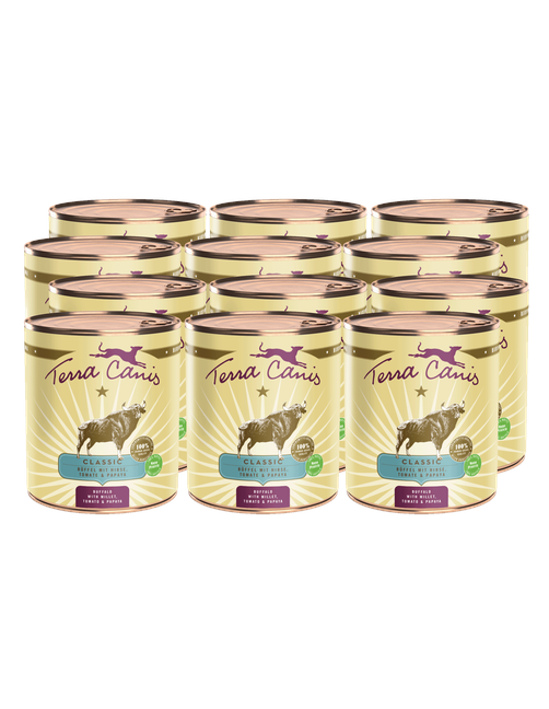 Classic | Büffel mit Hirse, Tomate und Papaya 12 x 800 g