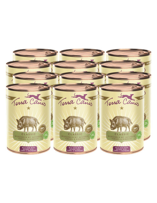 Classic | Wildschwein mit Naturreis, Fenchel und Himbeere 12 x 400 g