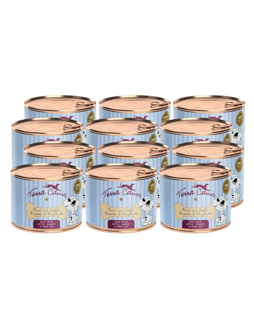 Welpe | Rind mit Apfel, Karotte und Hagebutte 12 x 200 g