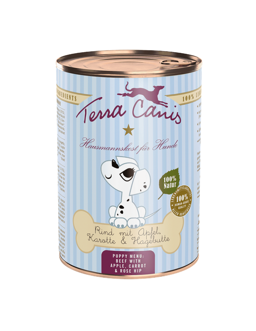 Terra Canis Welpe | Rind mit Apfel, Karotte und Hagebutte