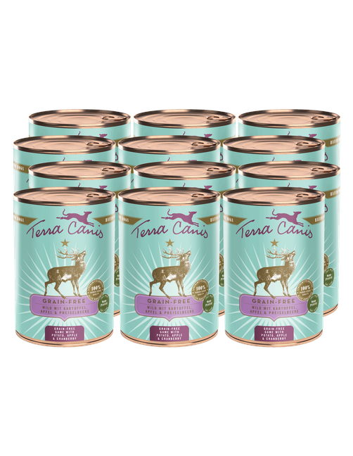 Getreidefrei | Wild mit Kartoffel, Apfel und Preiselbeere 12 x 400 g