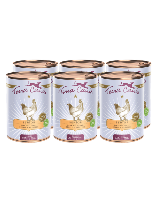 Senior | Huhn mit Gurke, Kürbis und Gesundheitskräutern 6 x 400 g