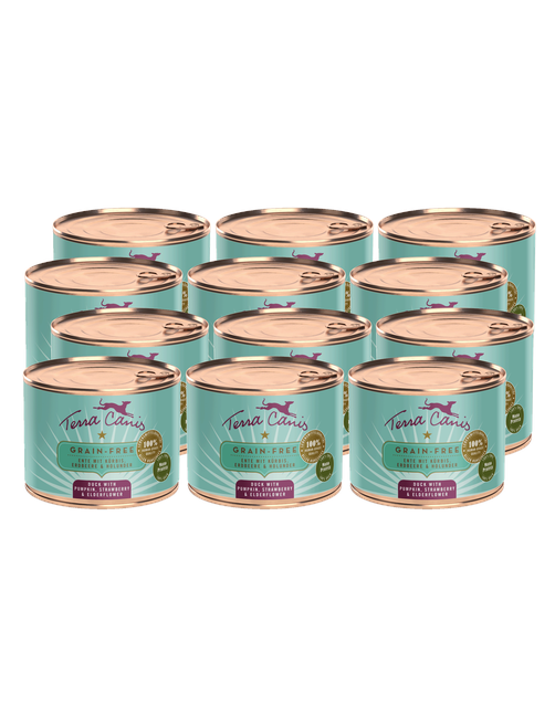 Getreidefrei | Ente mit Kürbis, Erdbeere und Holunder 12 x 200 g