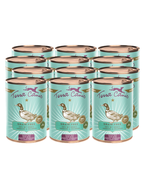 Getreidefrei | Ente mit Kürbis, Erdbeere und Holunder 12 x 400 g