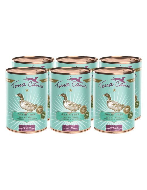 Getreidefrei | Ente mit Kürbis, Erdbeere und Holunder 6 x 400 g