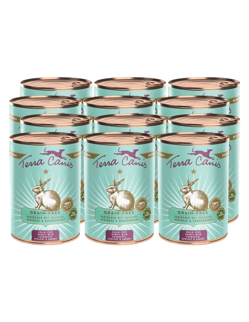 Getreidefrei | Kaninchen mit Zucchini, Aprikose und Bohnenkraut 12 x 400 g