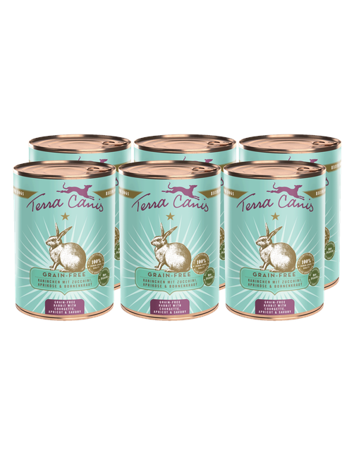 Getreidefrei | Kaninchen mit Zucchini, Aprikose und Bohnenkraut 6 x 400 g