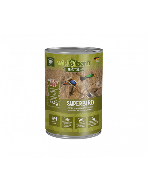 Superbird Hundefutter mit Ente, Amaranth & Spinat 6 x 400 g