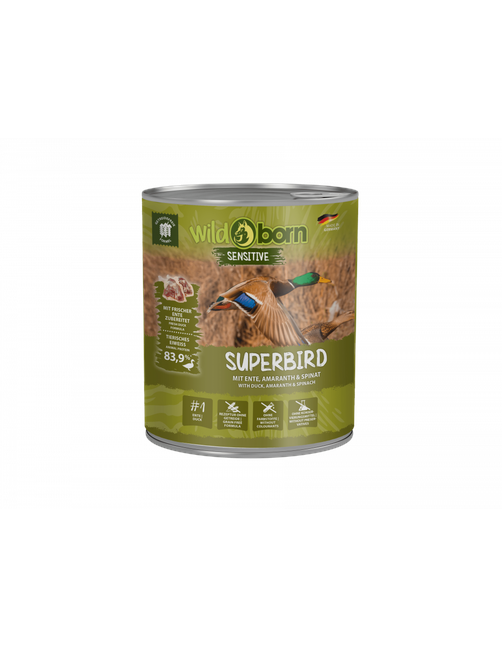 Superbird Hundefutter mit Ente, Amaranth & Spinat 6 x 800 g