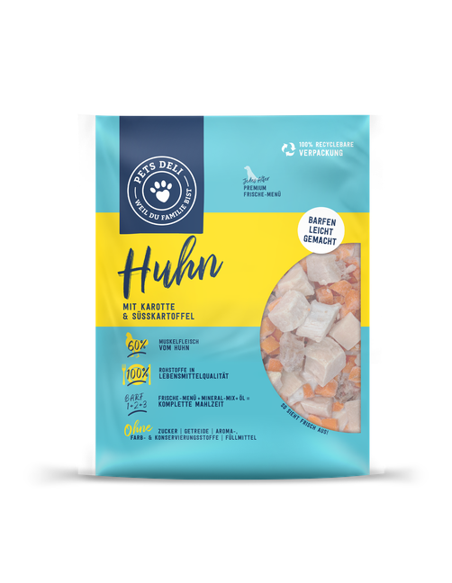 Barf - Huhn - Karotte und Süßkartoffel - Adult - Getreidefrei, Zuckerfrei 5 x 1400 g