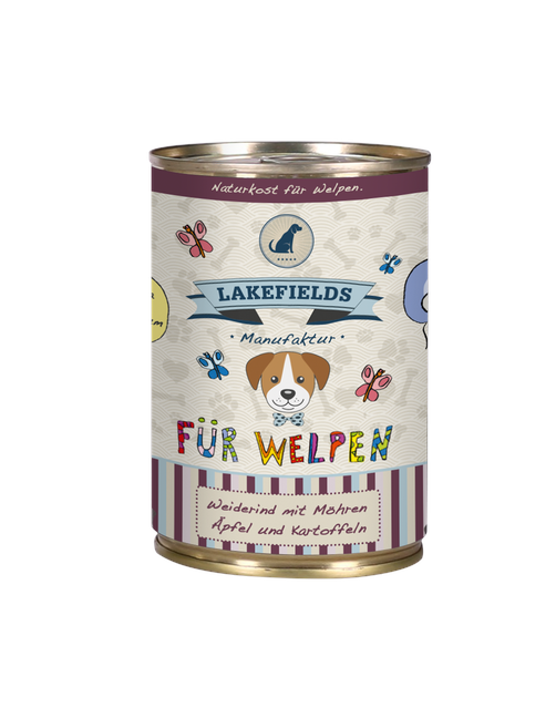 Weiderind mit Karotten, Äpfeln und Kartoffeln Für Welpen 400 g