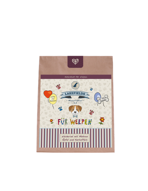 Weiderind mit Karotten, Äpfeln und Kartoffeln Für Welpen Trockenfutter 4 x 1 kg