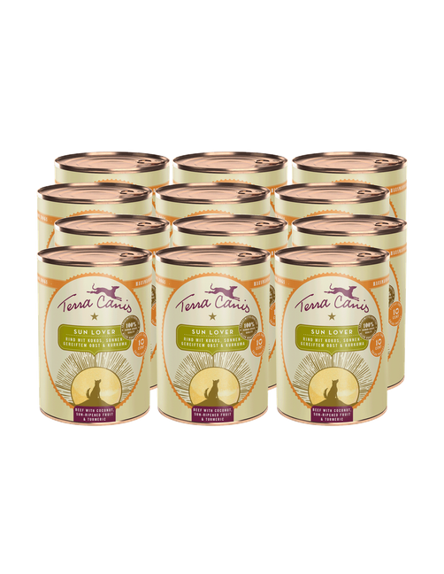 Love The Planet | Sun Lover - Rind mit Kokos, Sonnengereiftem Obst und Kurkuma 12 x 400 g