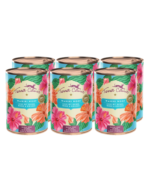 Flower Menü | Waikiki Woof: Lachs mit Quinoa, Mango und Hibiskus 6 x 400 g