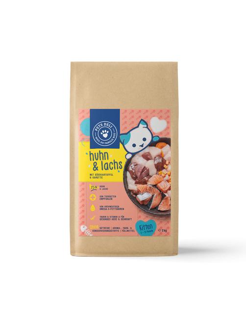 Junior Trocken - Huhn, Lachs - Süßkartoffel und Karotte - Kittenfutter - Getreidefrei, Zuckerfrei 400 g