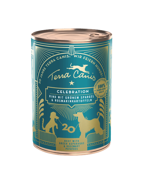 Terra Canis Getreidefrei | Jubiläumsmenü - Rind mit Grünem Spargel & Rosmarinkartoffeln