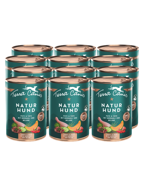 Naturhund | Pute-Ente mit Brokkoli und Melone 12 x 400 g