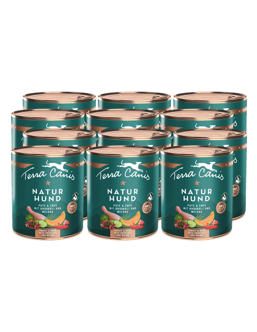 Naturhund | Pute-Ente mit Brokkoli und Melone 12 x 800 g