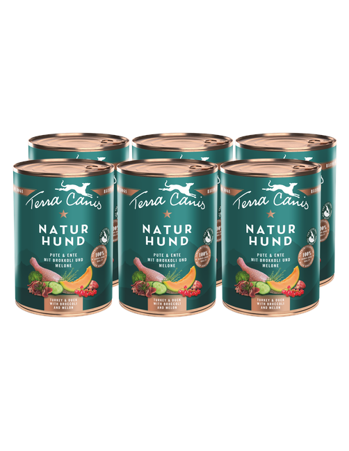 Naturhund | Pute-Ente mit Brokkoli und Melone 6 x 400 g