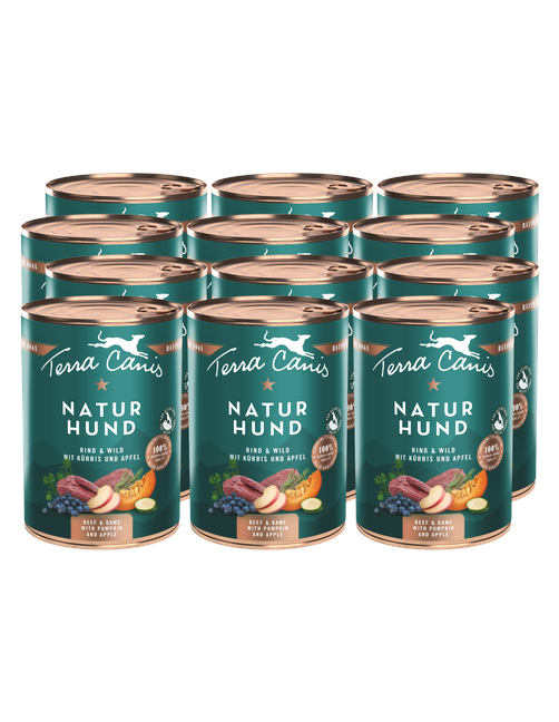 Naturhund | Rind-Wild mit Kürbis, Apfel und Blaubeere 12 x 400 g