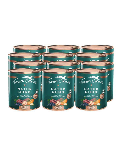 Naturhund | Rind-Wild mit Kürbis, Apfel und Blaubeere 12 x 800 g