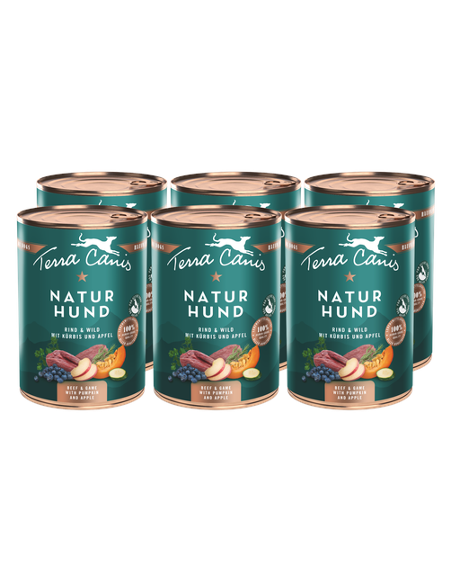 Naturhund | Rind-Wild mit Kürbis, Apfel und Blaubeere 6 x 400 g