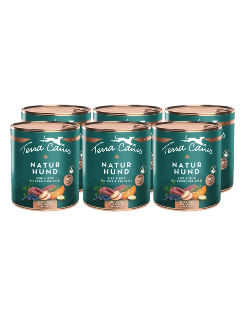 Naturhund | Rind-Wild mit Kürbis, Apfel und Blaubeere 6 x 800 g