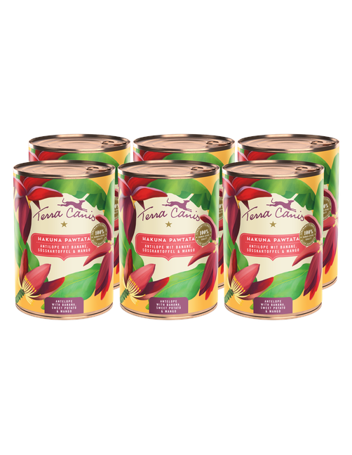 Terra Canis Flower Menü | Hakuna Pawtata - Antilope mit Banane, Süßkartoffel und Mango