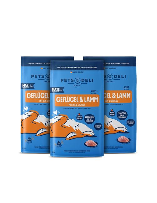 Pets Deli Maxi Premium Basic Geflügel & Lamm mit Reis - Sparpaket