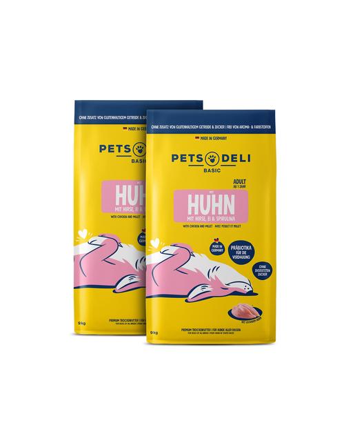 Pets Deli Premium Basic Huhn mit Hirse, Spirulina und Ei - Sparpaket