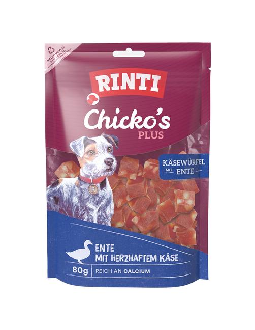 Chicko Plus Käse & Ente Würfel - Sparpaket 80 g