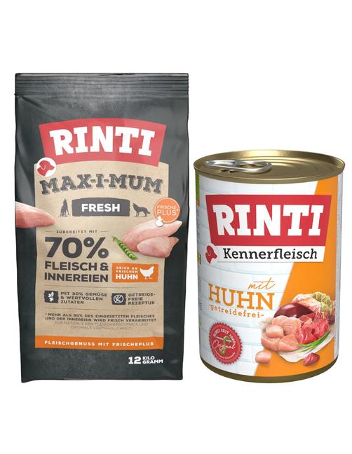 Kombi-Paket: 12 Kg Max-i-Mum + 12 X 400 G Kennerfleisch - Huhn: 12 Kg Max-i-Mum + 12 x 400 g