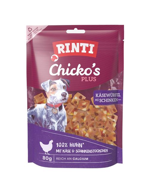 Chicko Plus Käse & Schinken Würfel - Sparpaket 80 g