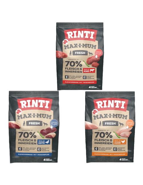 Kombi-Paket Max-i-Mum Rind + Huhn + Ente 3 x 4 kg