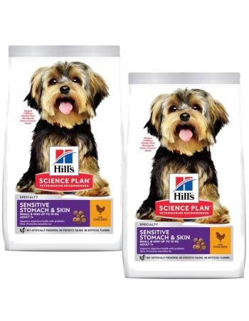 Science Plan Trockenfutter Hund, Adult, Small & Mini, Sensitive Stomach & Skin, mit Huhn 2 x 6 kg