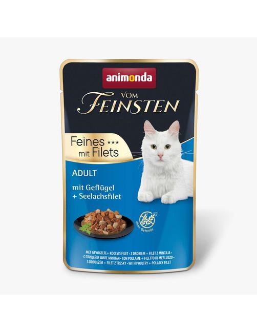 Vom Feinsten Adult Feines mit Filets mit Geflügel + Seelachsfilet 18 x 85 g