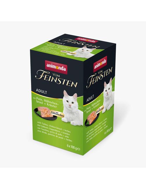 Vom Feinsten Adult mit Schlemmerkern Schlemmerkern mit Pute, Hähnchenbrust + Kräutern 6 x 100 g