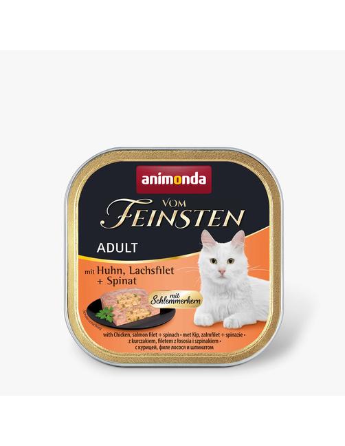 Vom Feinsten Adult mit Schlemmerkern Schlemmerkern mit Huhn, Lachsfilet + Spinat 32 x 100 g