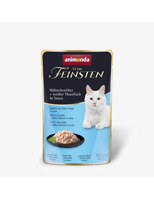 Vom Feinsten Adult in Sauce Hühnchenfilet + Weißer Thunfisch in Sauce 18 x 50 g