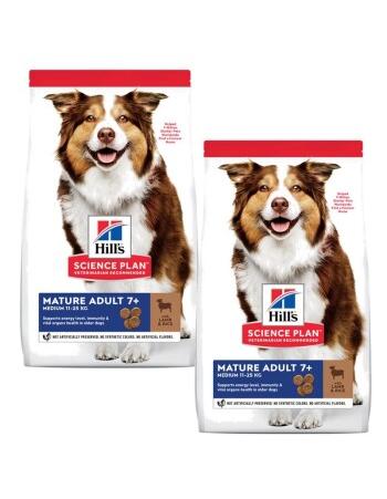 Science Plan Trockenfutter Hund, Mature Adult 7+, Medium, Lamm und Reis 2 x 14 kg