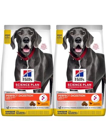 Science Plan Trockenfutter Hund, Adult, Large Breed, Perfect Digestion, mit Huhn und Braunem Reis 2 x 14 kg
