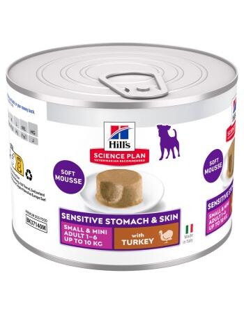 Science Plan Nassfutter Hund, Sensitive Stomach & Skin, Small & Mini Adult, mit Truthahn 12 x 200 g
