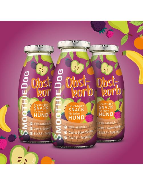 Einzelflasche Hundesmoothie Obstkorb 450 g