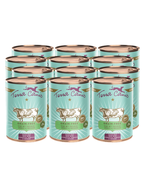 Getreidefrei | Rind mit Zucchini, Kürbis und Oregano 12 x 400 g