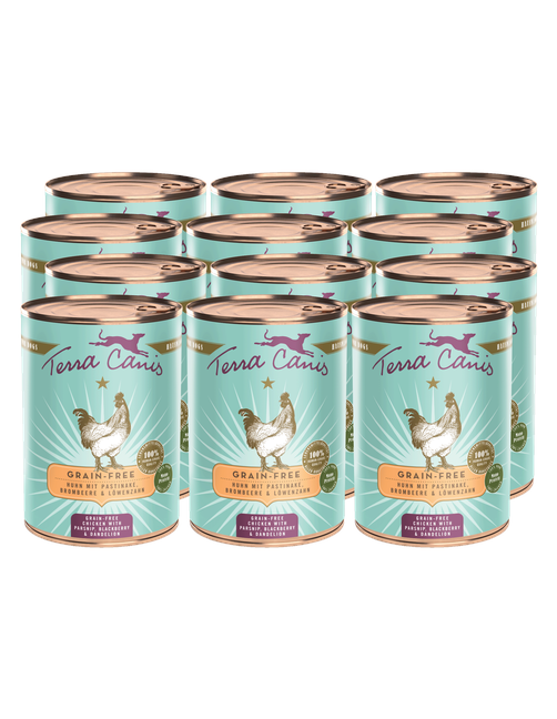 Getreidefrei | Huhn mit Pastinake, Brombeere und Löwenzahn 12 x 400 g