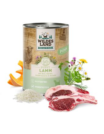 Wildes Land Nassfutter von Wildes Land Classic Puppy Lamm mit Reis