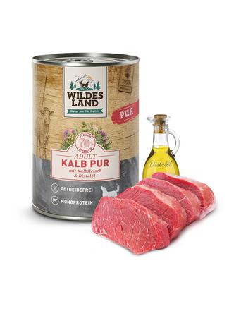 Wildes Land Nassfutter von Wildes Land Pur Adult Kalb mit Distelöl